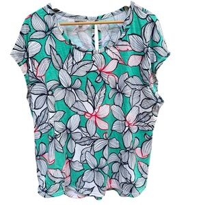 T by Talbots Women’s Top Size 2X Hawaiian Tropical Floral Beach Resort Island